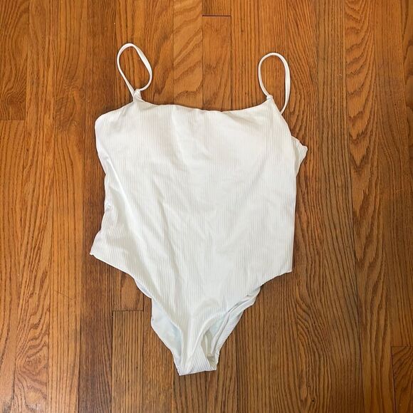 Andie The Jetties Ribbed One Piece Swimsuit White size L NWT - Picture 3 of 7